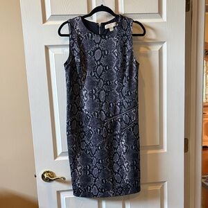 MICHAEL Michael Kors Snake Print Midi Dress in Black and Gray